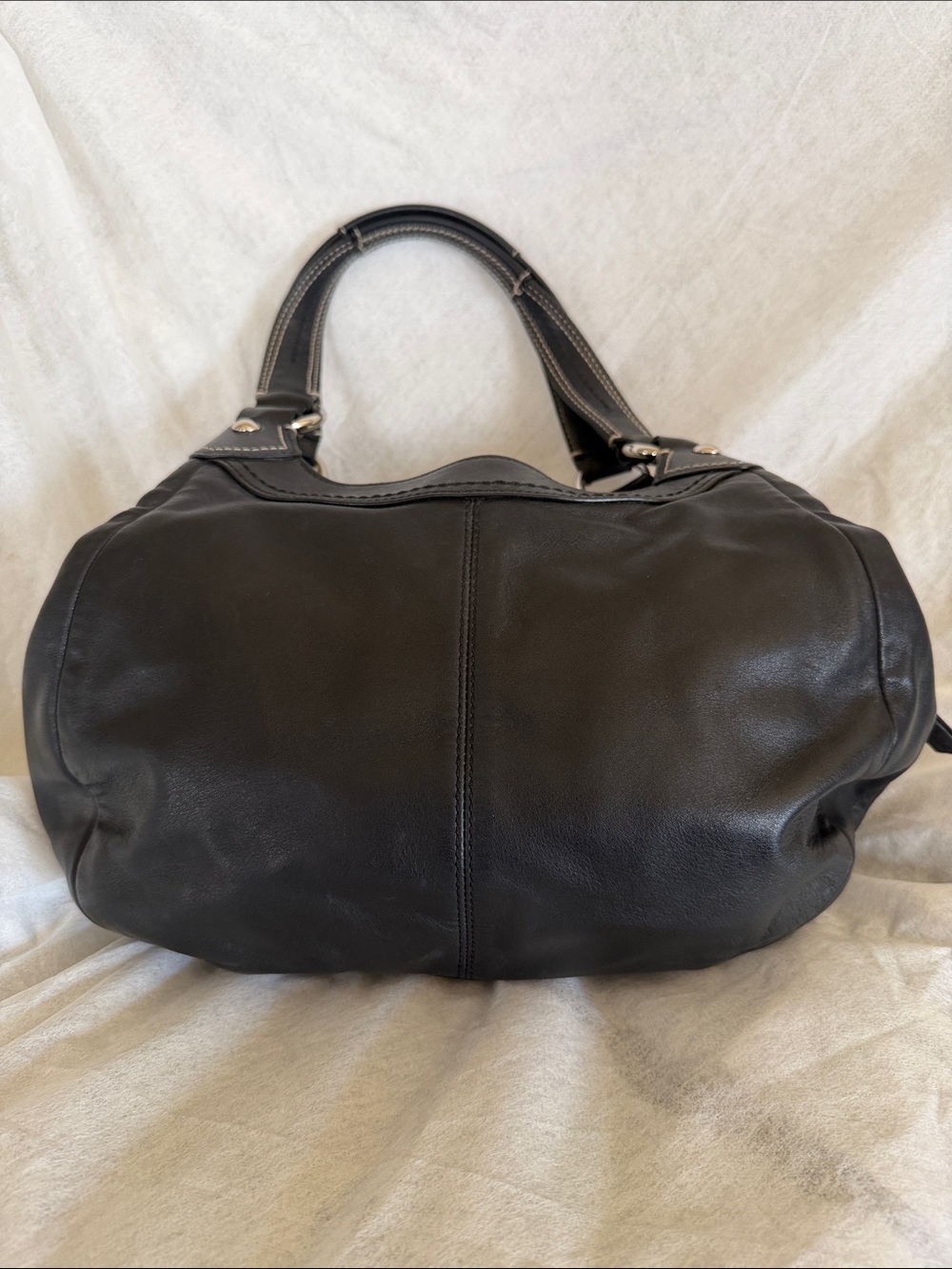 Coach Black Leather Shoulder Bag with Buckle Accent - Picture 2 of 9